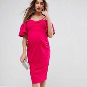Hot Pink ASOS Maternity Crepe Dress Size 6